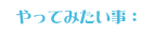 やってみたいこと